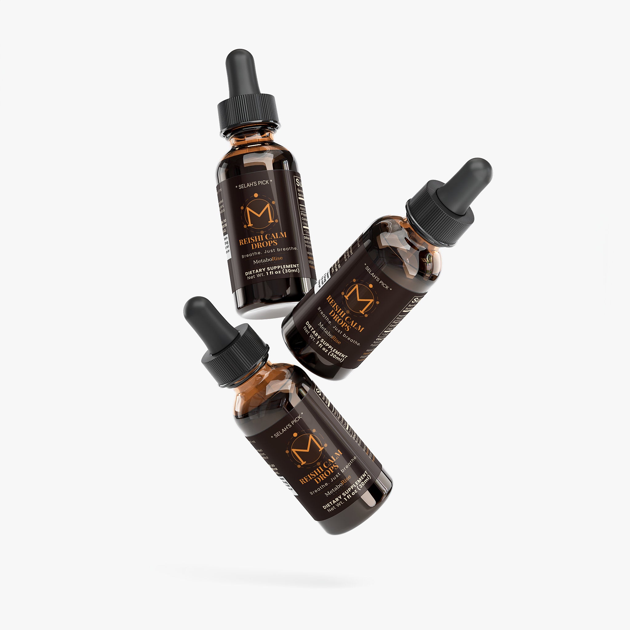 Multiple Reishi Calm Drops bottles functional mushroom supplement
