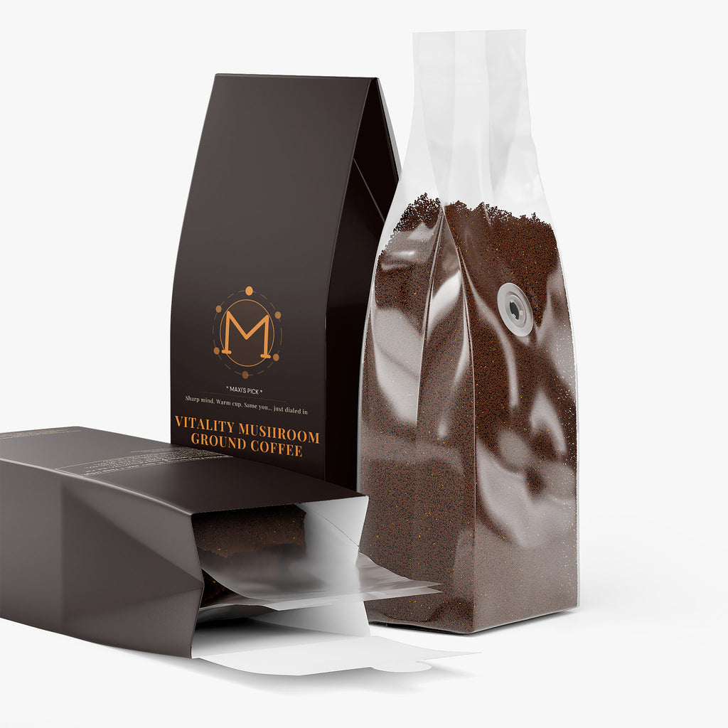 Vitality Mushroom Coffee premium mushroom coffee medium roast MetaboRise Heal
